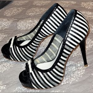 Vintage Y2k Betsey Johnson Striped High Heels sz8